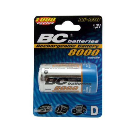 2 pcs Pilhas recarregáveis NiMH D 8000 mAh 1,2V