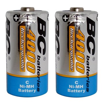 2 Pilhas recarregáveis NiMH C 4000 mAh 1,2V