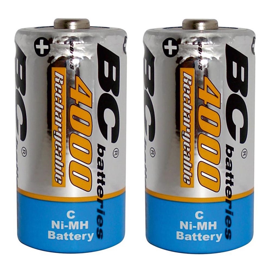 2 Pilhas recarregáveis NiMH C 4000 mAh 1,2V