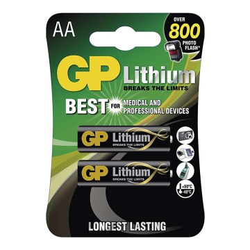 2 unidades de pilha de lítio AA GP LITHIUM 1,5V