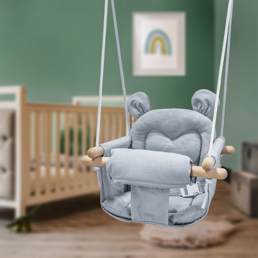 2Kids Toys - Baloiço têxtil para crianças cinzento/faia