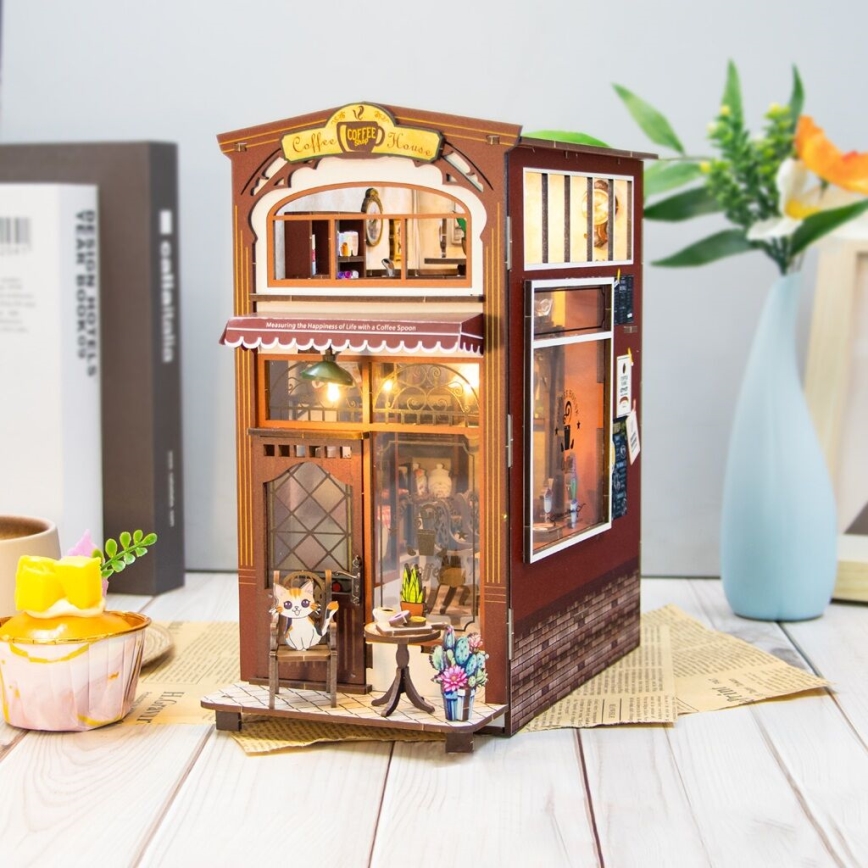 2Kids Toys - Quebra-cabeça 3D LED Suporte para Livros Café 2xAAA
