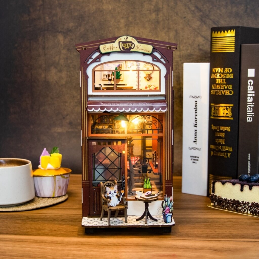 2Kids Toys - Quebra-cabeça 3D LED Suporte para Livros Café 2xAAA