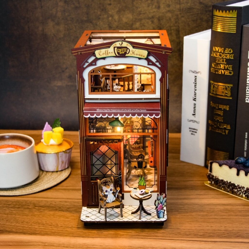 2Kids Toys - Quebra-cabeça 3D LED Suporte para Livros Café 2xAAA