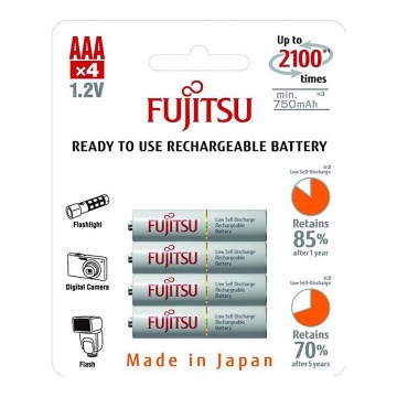 4 pçs Pilha recarregável AAA NiMH/750mAh/1,2V
