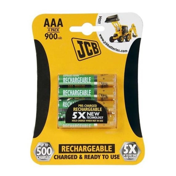 4 pçs Pilha recarregável AAA NiMH/900mAh/1,2V
