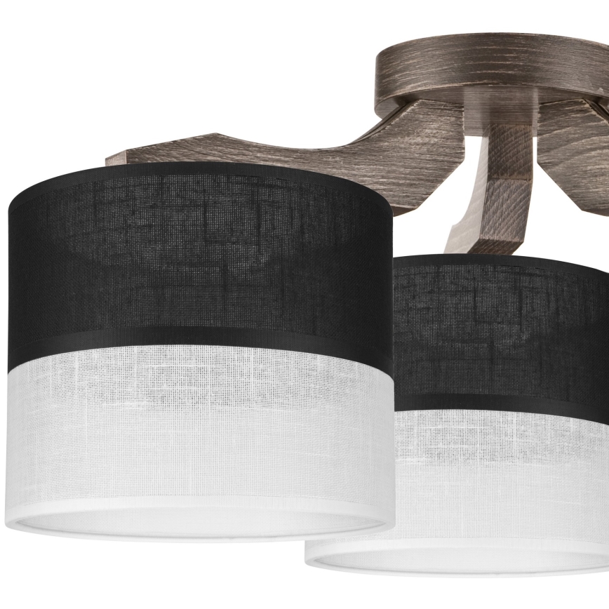 Abajur de substituição para lustre, candeeiro de parede e candeeiro de mesa ANDREA E27 d. 16 cm preto/branco