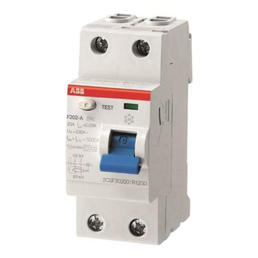 ABB 2CSF202101R1250 - Dispositivo de corrente residual F202 A-25/0.03 2 pólos 25A 230V