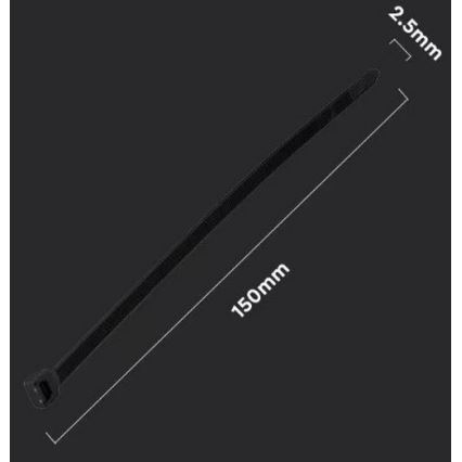Abraçadeira de plástico 2,5x150mm 100pcs preta
