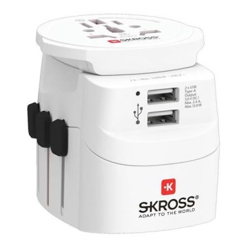 Adaptador de viagem PRO Light USB 2A - Mundial, UK+USA+AUS/CN 2x USB-A 12W