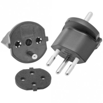 Adaptador fixo SCHUKO/J 230V IP44 preto para Suíça
