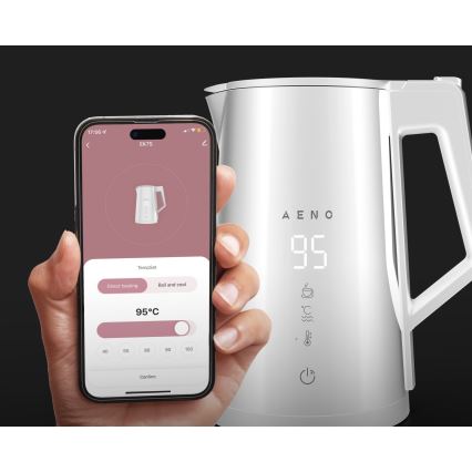 AENO - Chaleira elétrica inteligente com visor LED 1,7 l 2200W/230V branca