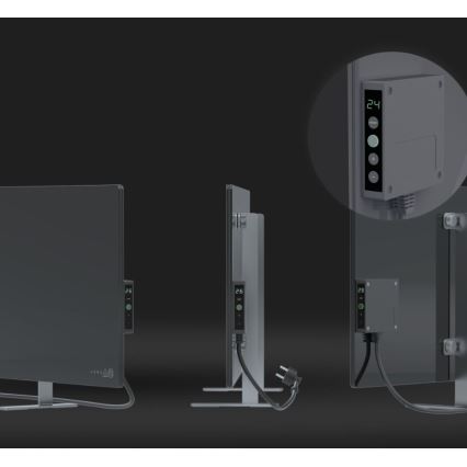 AENO - Painel elétrico de infravermelhos inteligente com LED ecrã 700W temporizador/termóstato IP44 Wi-fi cinzento