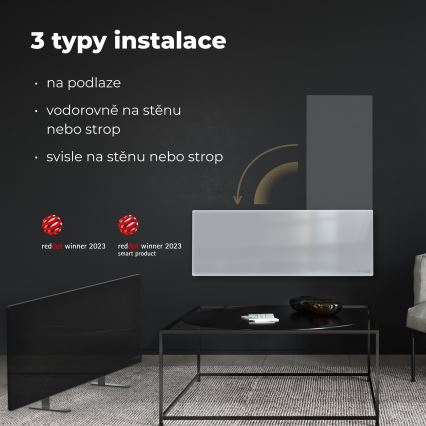 AENO - Painel elétrico de infravermelhos inteligente 700W temporizador/termóstato IP44 Wi-fi branco
