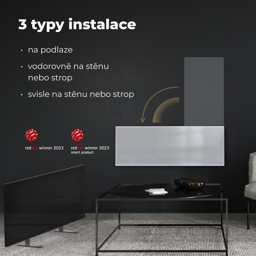 AENO - Painel elétrico de infravermelhos inteligente 700W temporizador/termóstato IP44 Wi-fi branco
