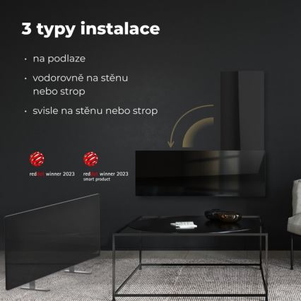 AENO - Painel elétrico de infravermelhos inteligente 700W temporizador/termóstato IP44 Wi-fi preto