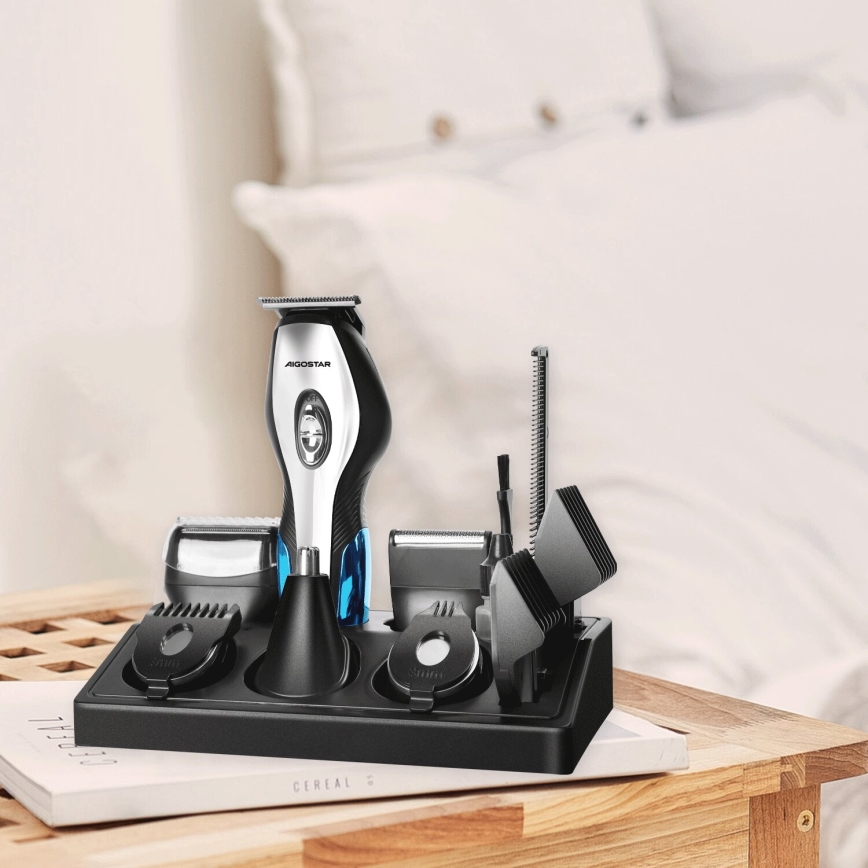 Aigostar - Aparador de cabelo com acessórios 6em1 5W/5V preto