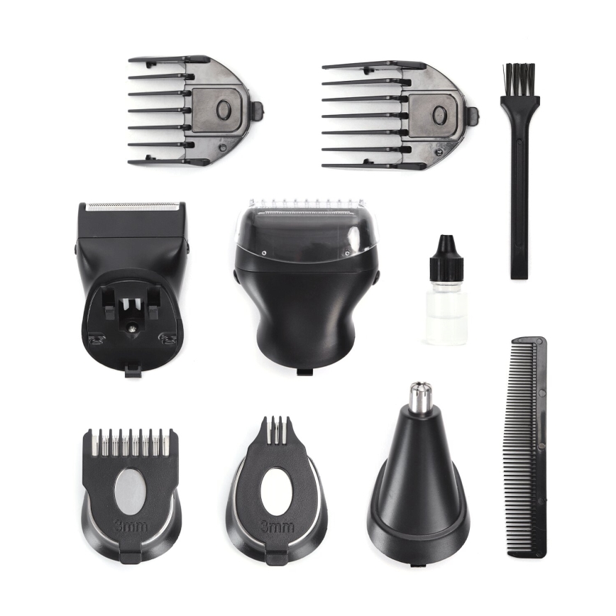 Aigostar - Aparador de cabelo com acessórios 6em1 5W/5V preto