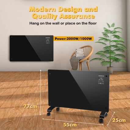 Aigostar - Aquecedor eléctrico/convector inteligente 2000W Wi-Fi