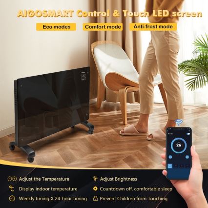 Aigostar - Aquecedor eléctrico/convector inteligente 2000W Wi-Fi