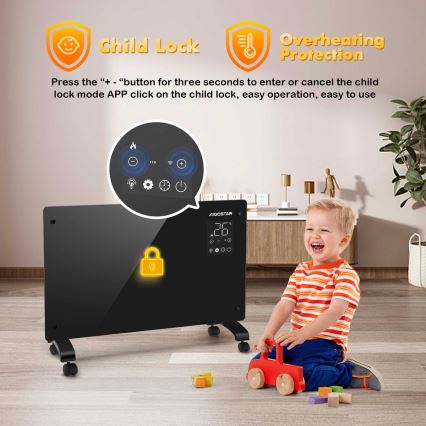 Aigostar - Aquecedor eléctrico/convector inteligente 2000W Wi-Fi