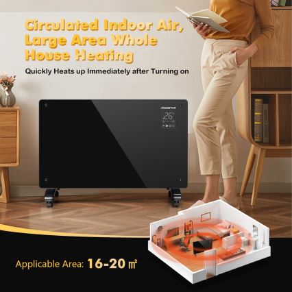 Aigostar - Aquecedor eléctrico/convector inteligente 2000W Wi-Fi