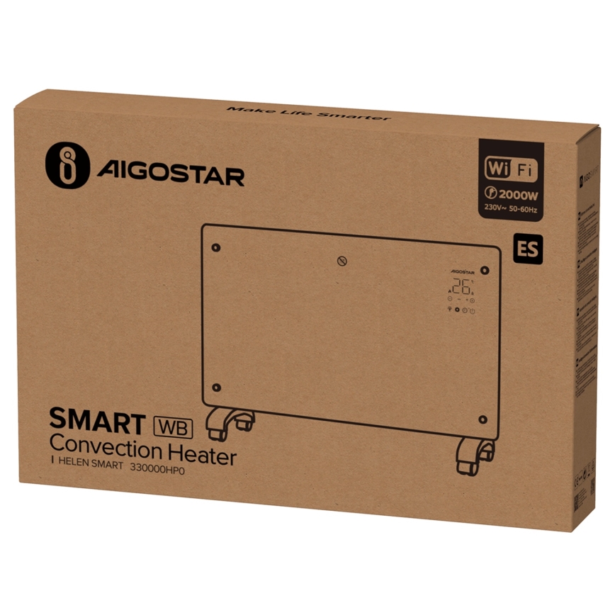 Aigostar - Aquecedor eléctrico/convector inteligente 2000W Wi-Fi