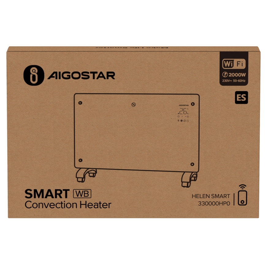 Aigostar - Aquecedor eléctrico/convector inteligente 2000W Wi-Fi