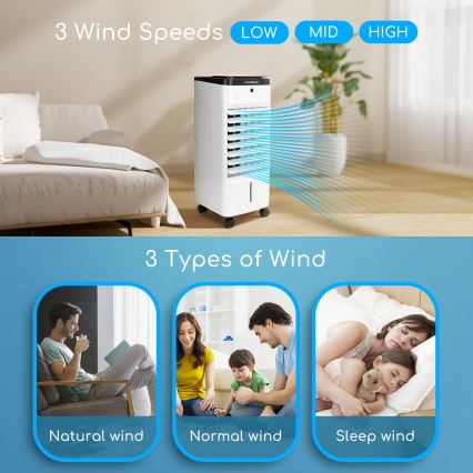 Aigostar - Ar Condicionado Evaporativo 60W/230V branco/preto + controlo remoto