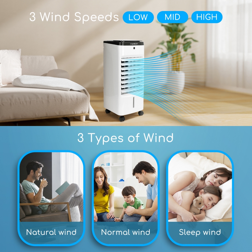 Aigostar - Ar Condicionado Evaporativo 60W/230V branco/preto + controlo remoto