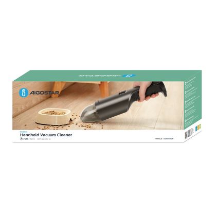 Aigostar - Aspirador de mão recarregável 70W/7,4V cromado