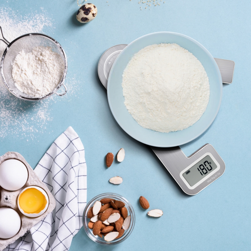 Aigostar - Balança de cozinha dobrável 5kg cromado mate