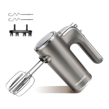 Aigostar - Batedeira portátil 400W/230V cinzento/cromado mate