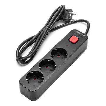 Aigostar - Cabo de extensão com interruptor 3Z Tipo F 1,5m preto