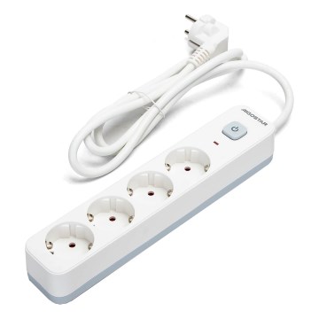 Aigostar - Cabo de extensão com interruptor 4Z Tipo F 1,5m branco
