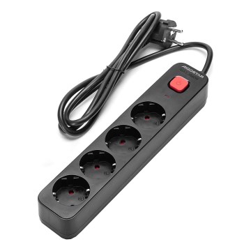Aigostar - Cabo de extensão com interruptor 4Z Tipo F 1,5m preto
