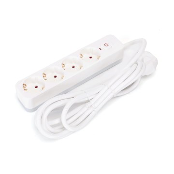 Aigostar - Cabo de extensão com interruptor 4Z Tipo F 3m branco