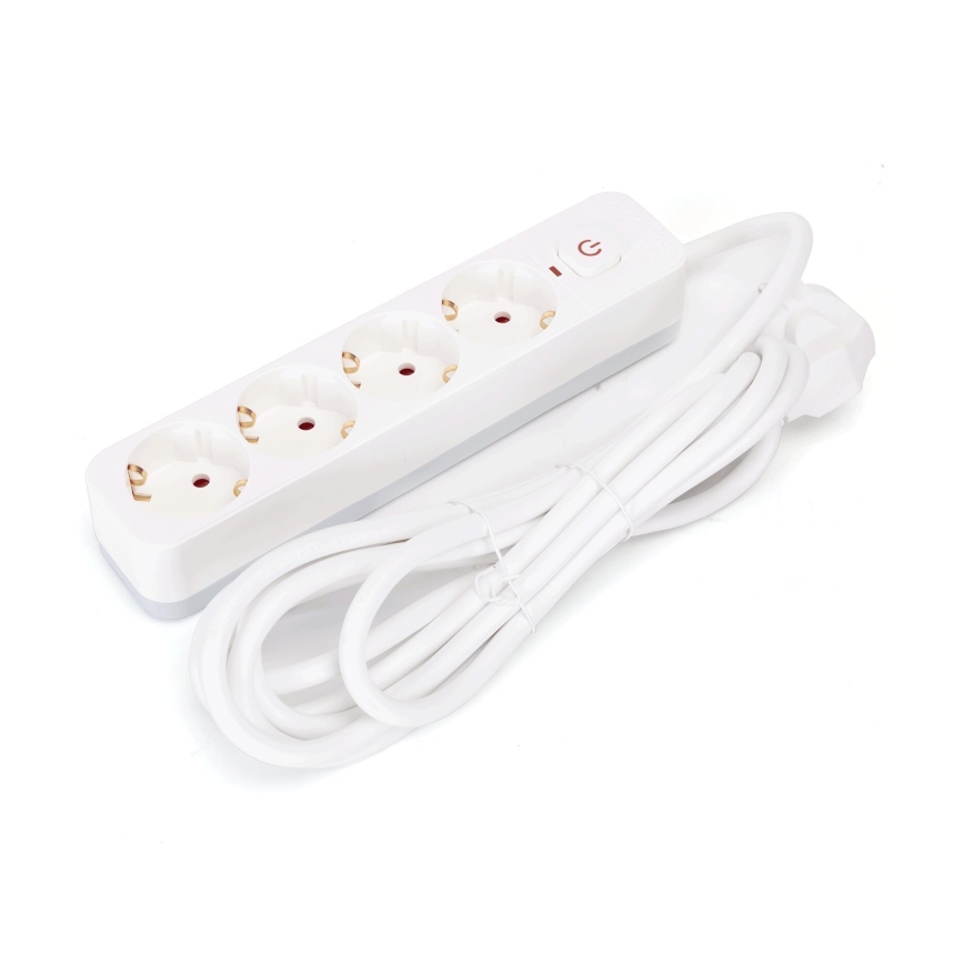 Aigostar - Cabo de extensão com interruptor 4Z Tipo F 3m branco