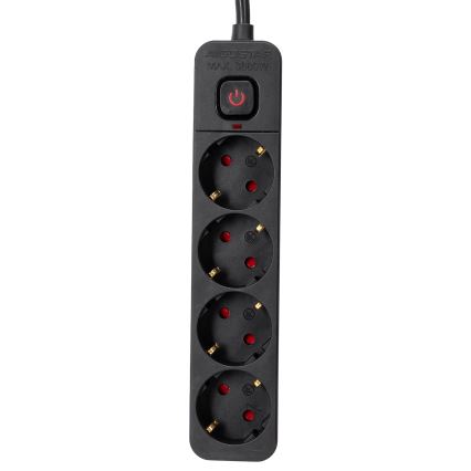 Aigostar - Cabo de extensão com interruptor 4Z Tipo F 3m preto