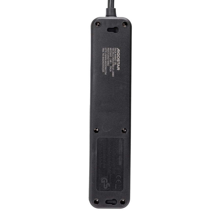 Aigostar - Cabo de extensão com interruptor 4Z Tipo F 3m preto