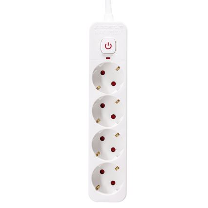 Aigostar - Cabo de extensão com interruptor 4Z Tipo F 5m branco