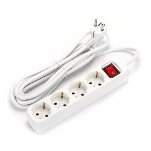 Aigostar - Cabo de extensão com um interruptor 4Z 3m branco