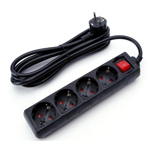 Aigostar - Cabo de extensão com um interruptor 4Z 3m preto
