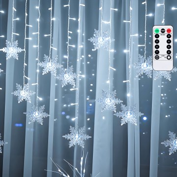 Aigostar - Cadeia luminosa de Natal LED para exterior 120 LEDs / 8 funções 3 x 0,7 m IP44 branco frio + comando à distância