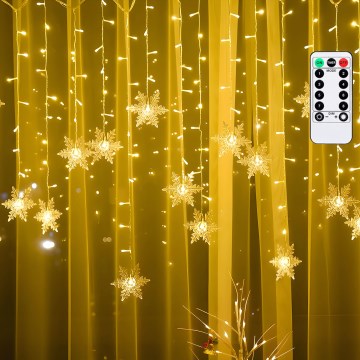 Aigostar - Cadeia luminosa LED para exterior 120xLED/8 funções 3x0,7m IP44 branco quente + controlo remoto