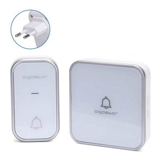 Aigostar - Campainha de tomada sem fios 230V branca