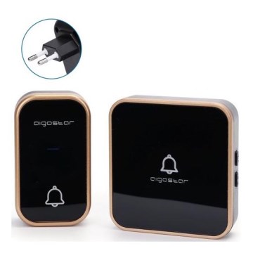 Aigostar - Campainha de tomada sem fios 230V preta