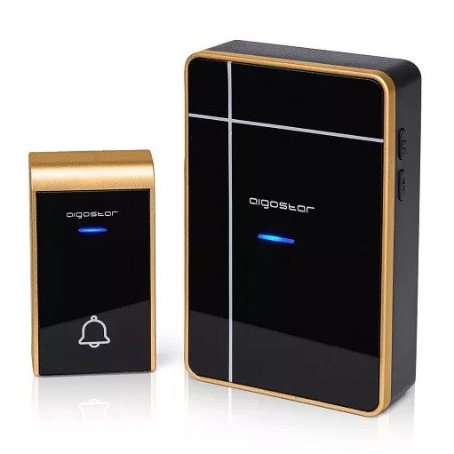 Aigostar - Campainha sem fios 3xAA/12V IP44 preto/cobre