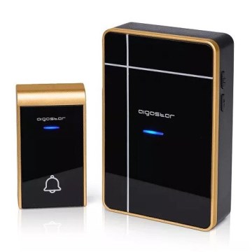 Aigostar - Campainha sem fios 3xAA IP44 preta/cobre