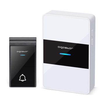 Aigostar - Campainha sem fios 3xAA IP44 preto/branco